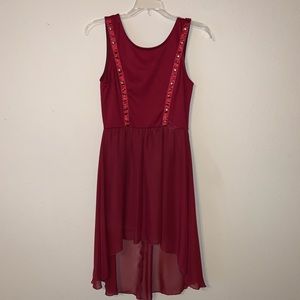 High Low Maroon Dress